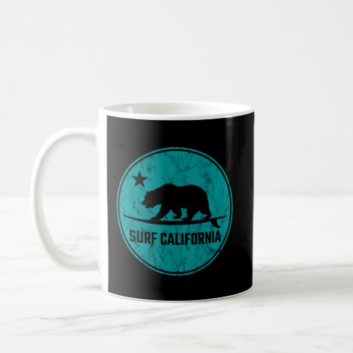 Retro California Republic Bear Surf Coffee Mug