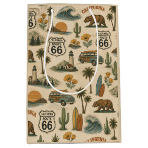 Retro California Route 66 Beachside Bliss Medium Gift Bag