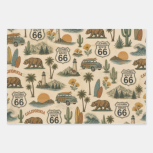 Retro California Route 66 Coastal Gift Wrap
