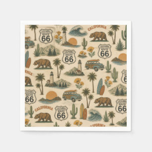Retro California Route 66 Party Escape Napkins