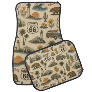 Retro California Route 66 Roadtrip Cruiser Car Floor Mat