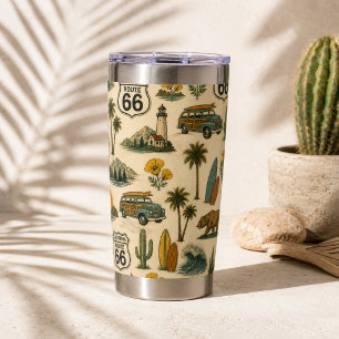 Retro California Route 66 Roadtrip Refresh Insulated Tumbler