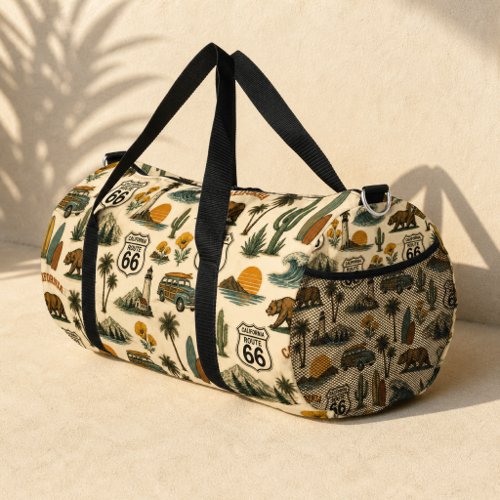 Retro California Route 66 Weekend Escape Duffle Bag