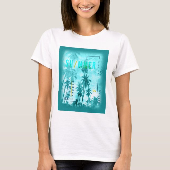 Retro California Summer Design T-Shirt (Front)