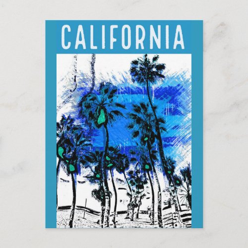 Retro California Vintage Travel Poster Postcard