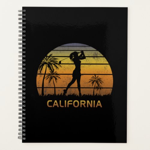 Retro California Womens Golf Golfing Fan Golfer Planner