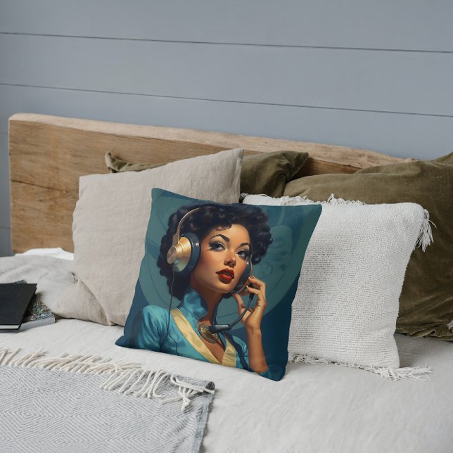 Retro Call Center Chic Throw Pillow (Creator Uploaded)