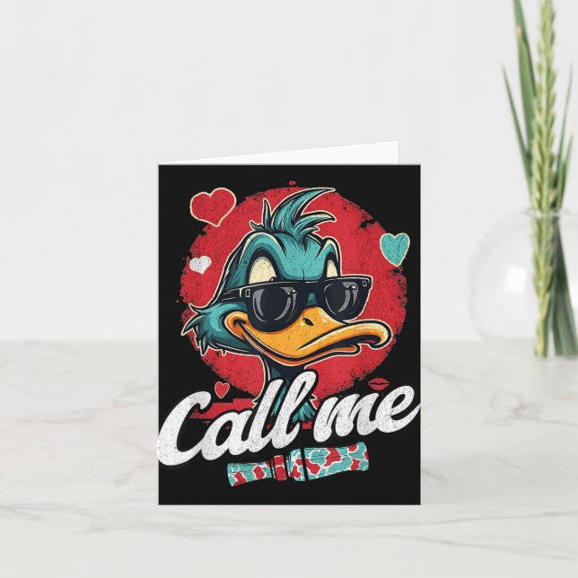 Retro Call Me Valentines Duck Hunting Lover Women  Card (Front)