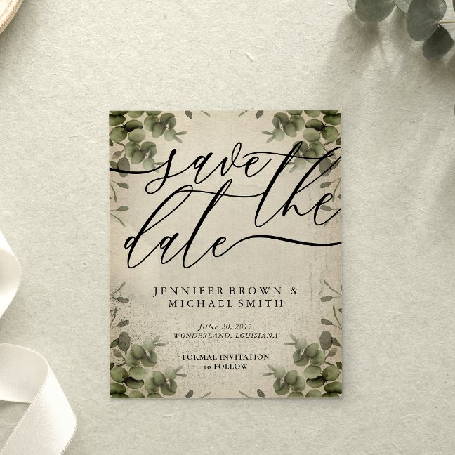Retro Calligraphy Eucalyptus budget special day Flyer