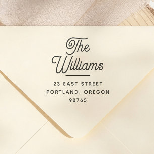 Retro Calligraphy Modern Family Return Address Rubber Stamp