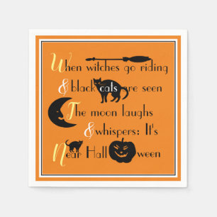 Retro Calligraphy Traditional Halloween Poem Napkins