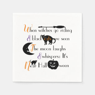 Retro Calligraphy Traditional Halloween Poem Napkins