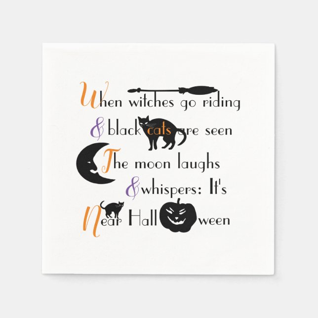 Retro Calligraphy Traditional Halloween Poem Napkins (Front)