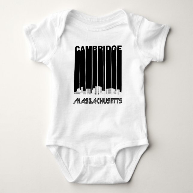 Retro Cambridge Massachusetts Skyline Baby Bodysuit (Front)