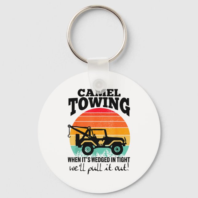 Retro Camel Towing Sarcastic Quotes Life Without M Keychain (Front)