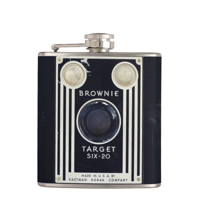 Retro camera brownie target. flask (Front)
