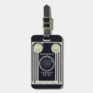 Retro camera kodak brownie target luggage tag