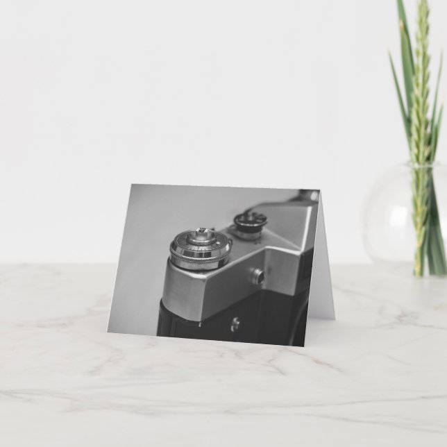 Retro camera letterpress thank you card (Front)