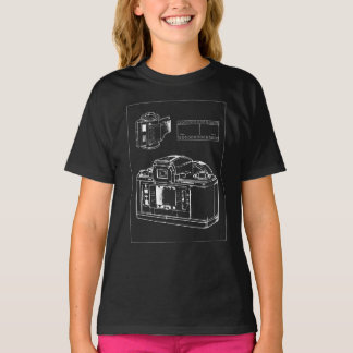 Retro Camera Line Art with Film Strip T-Shirt