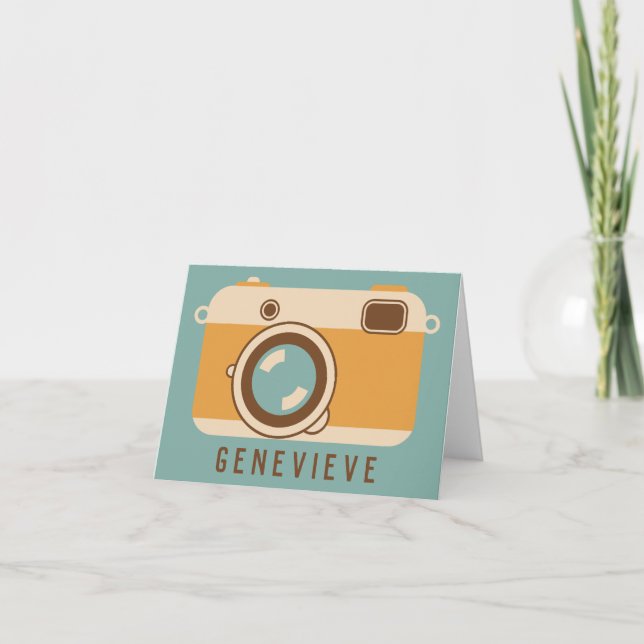 Retro Camera Personalized Note Cards (Front)