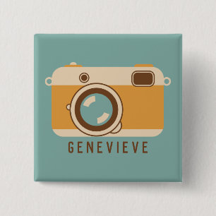 Retro Camera Personalized Pin or Button