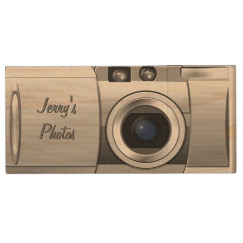 Retro Camera Personalized Wood Flash Drive