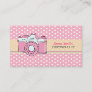 Retro Camera Photography Polka Dot Business Cards
