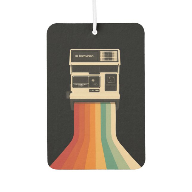 Retro Camera with Rainbow Print Air Freshener (Front)