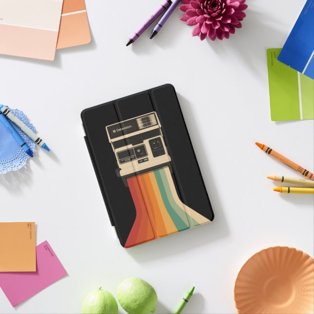 Retro Camera with Rainbow Print iPad Mini Cover (In Situ)