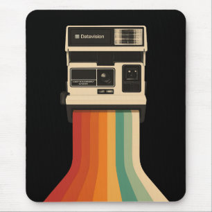 Retro Camera with Rainbow Print Mouse Pad