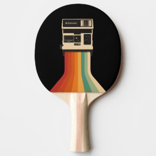 Retro Camera with Rainbow Print Ping Pong Paddle