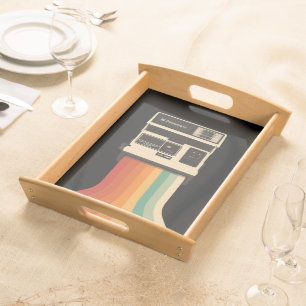 Retro Camera with Rainbow Print Serving Tray