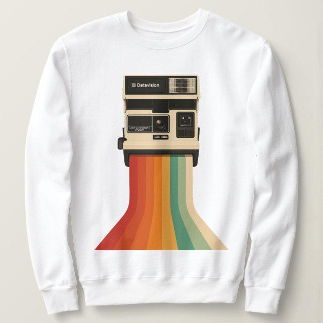 Retro Camera with Rainbow Print Sweatshirt (Design Front)
