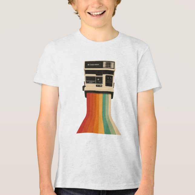 Retro Camera with Rainbow Print Tri-Blend Shirt (Front)