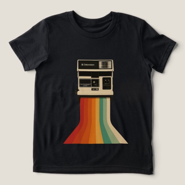 Retro Camera with Rainbow Print Tri-Blend Shirt (Design Front)