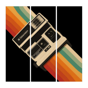 Retro Camera with Rainbow Print Triptych