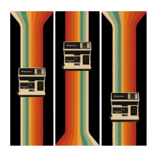 Retro Camera with Rainbow Print Triptych