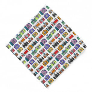 Retro Cameras Colorful Illustrated Pattern Bandana