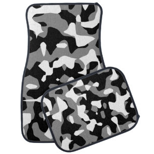RETRO CAMO CAR MATS BLACK WHITE GRAY