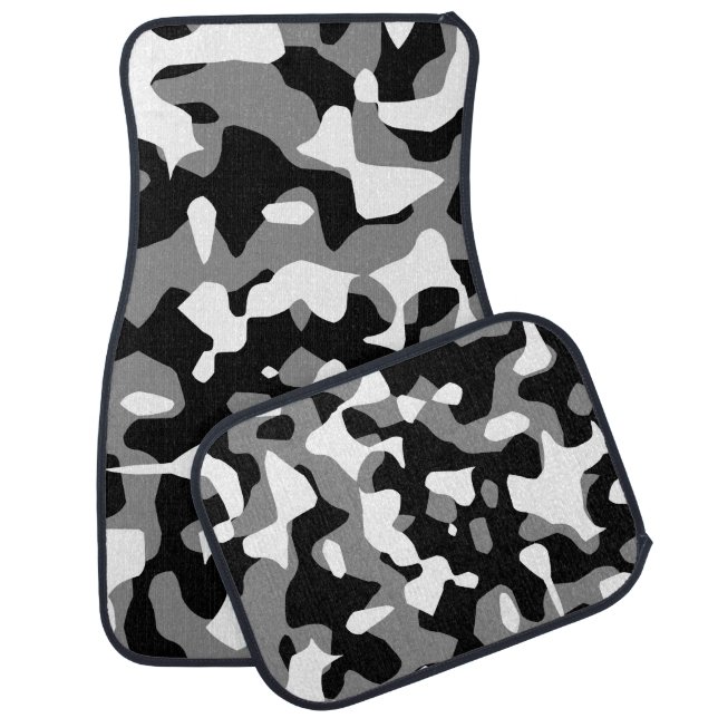 RETRO CAMO CAR MATS BLACK WHITE GRAY (Set)