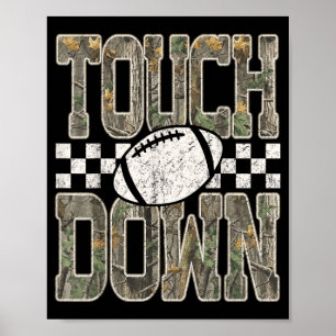Retro Camo Checkered Football Touchdown Game Day Poster