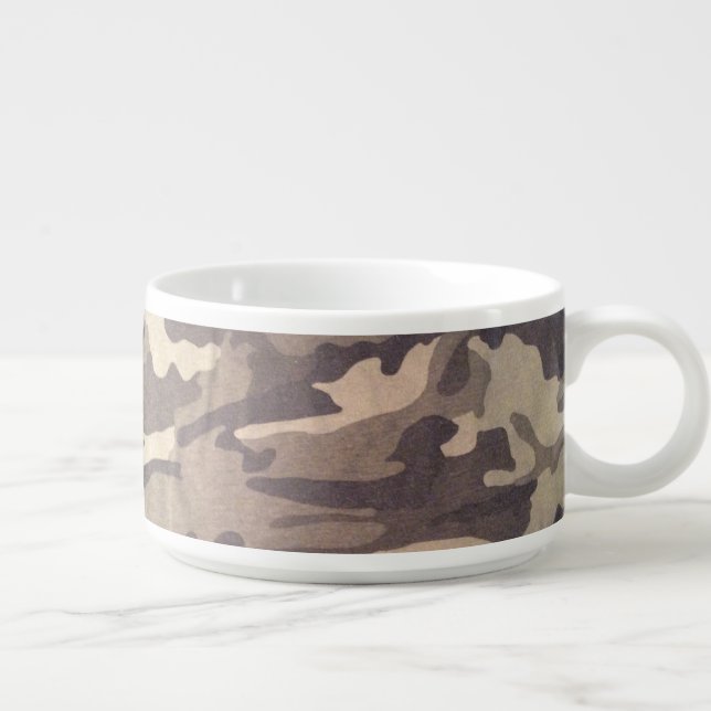 Retro camo design, chili with handle  practical A+ Bowl (Left)