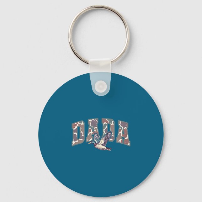 Retro Camo Duck Hunting Dada 1st Birthday Family M Keychain (Front)