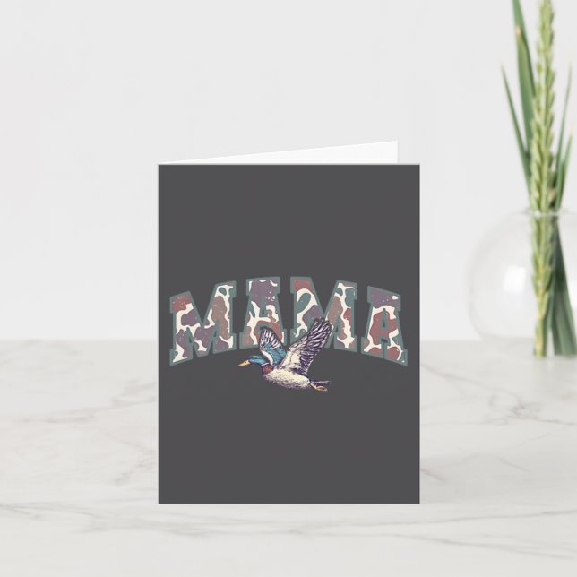 Retro Camo Duck Hunting Mama 1st Birthday Family M Card (Front)