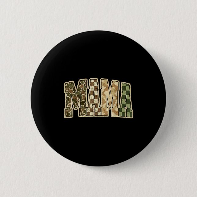 Retro Camo Hunting Mama Old Camo Mom  Button (Front)