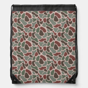 Retro Camo (red green) Drawstring Bag