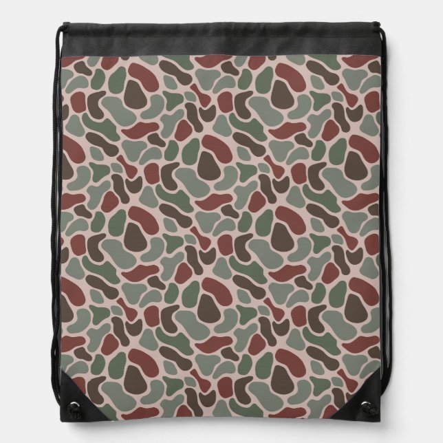 Retro Camo (red green) Drawstring Bag (Front)
