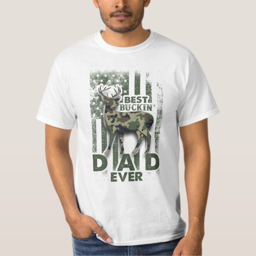 Retro camouflage best buckin dad ever deer T_Shirt