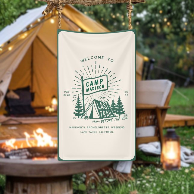 Retro Camp Bachelorette Girls Camping Weekend Banner (Creator Uploaded)