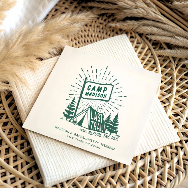 Retro Camp Bachelorette Girls Camping Weekend Napkins (Creator Uploaded)